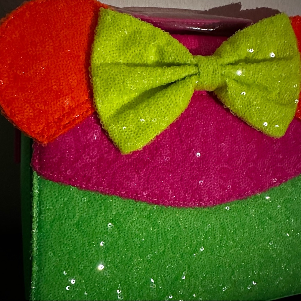 Disney Minnie Mouse Multicolor Neon Sequin Loungefly Crossbody Handbag: NWT - Picture 2 of 15